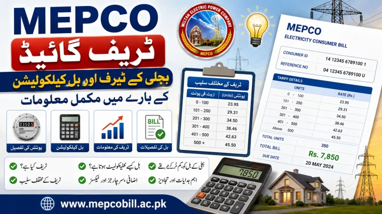 MEPCO Electricity Tarrif guide