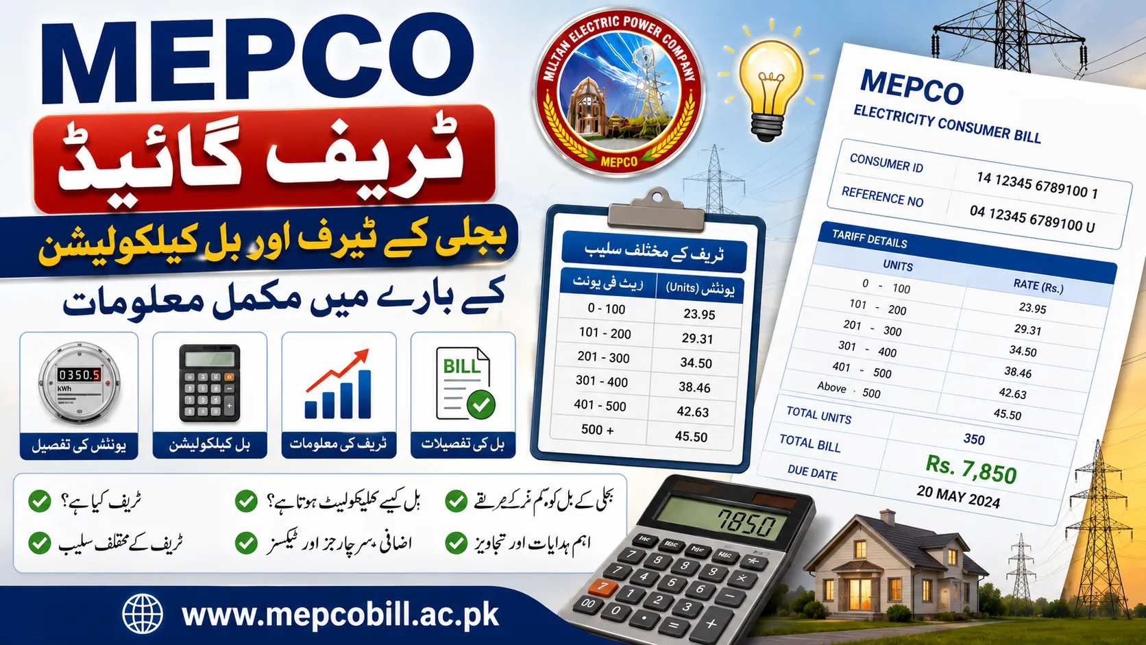 MEPCO Electricity Tarrif guide